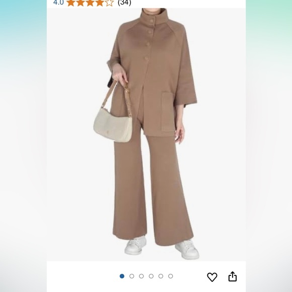 2 piece Cream High Neck  knit Sweater Lounge Set - Picture 11 of 11